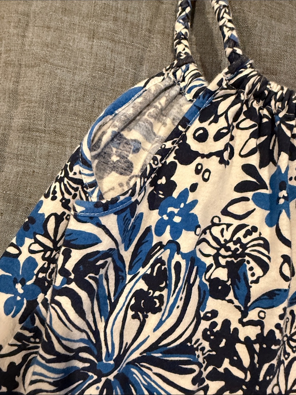 Lilly Pulitzer Blue and White Floral Halter Dress 6/7 - Picture 5 of 6